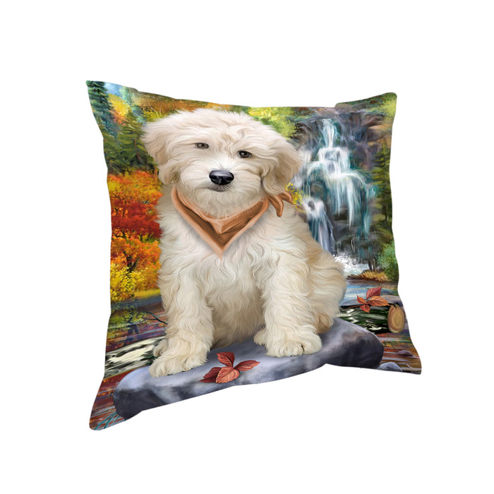 Scenic Waterfall Goldendoodle Dog Pillow PIL63940