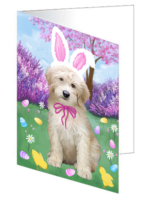 Easter Holiday Goldendoodle Dog Handmade Artwork Assorted Pets Greeting Cards and Note Cards with Envelopes for All Occasions and Holiday Seasons GCD76223