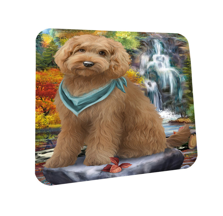Scenic Waterfall Goldendoodle Dog Coasters Set of 4 CST51854