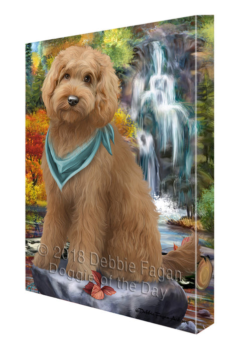 Scenic Waterfall Goldendoodle Dog Canvas Print Wall Art Décor CVS84320