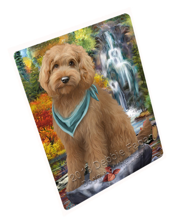Scenic Waterfall Goldendoodle Dog Large Refrigerator / Dishwasher Magnet RMAG71868