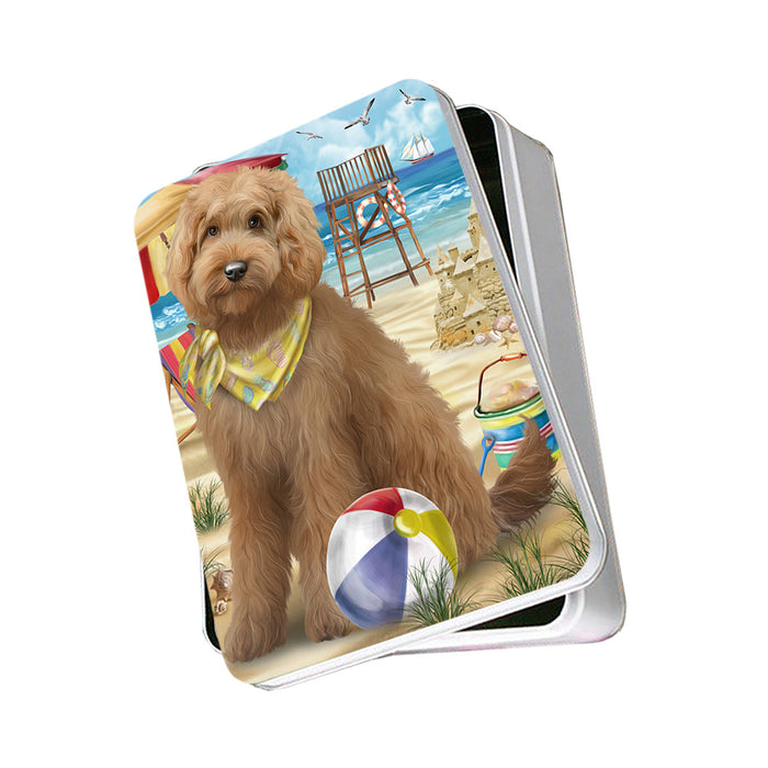 Pet Friendly Beach Goldendoodle Dog Photo Storage Tin PITN51567