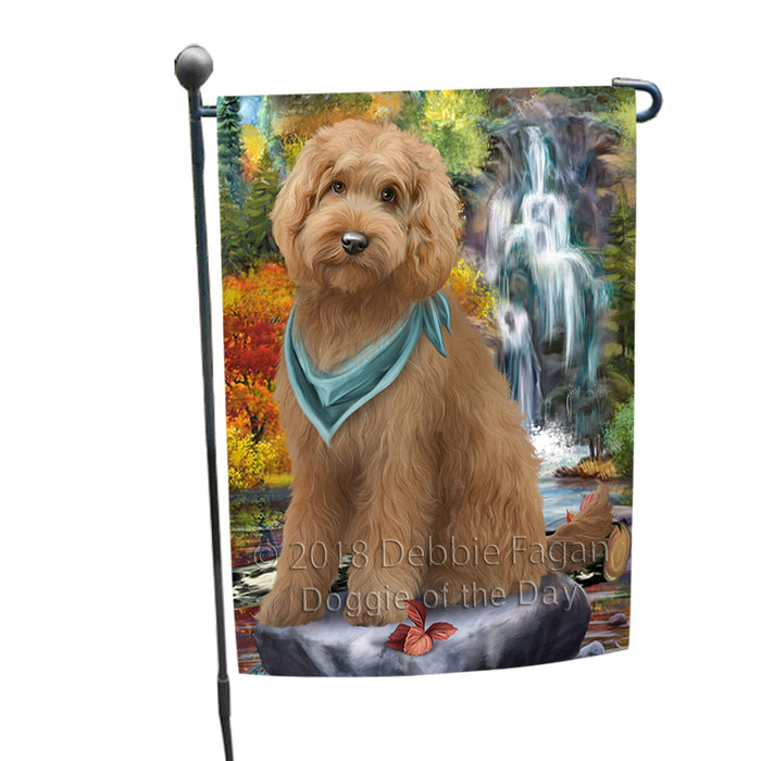 Scenic Waterfall Goldendoodle Dog Garden Flag GFLG51892