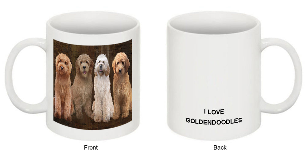 Rustic 4 Goldendoodles Dog Coffee Mug MUG49758