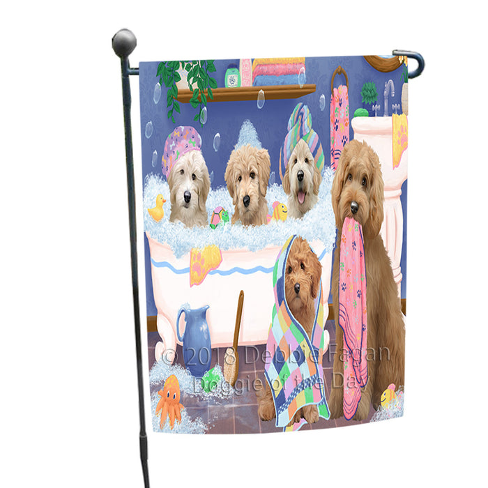 Rub A Dub Dogs In A Tub Goldendoodles Dog Garden Flag GFLG57419