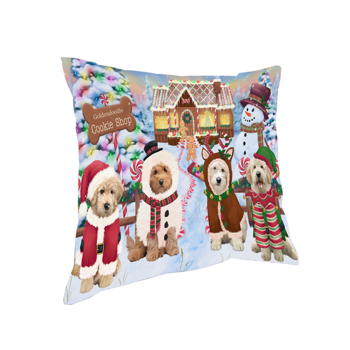 Holiday Gingerbread Cookie Shop Goldendoodles Dog Pillow PIL79900