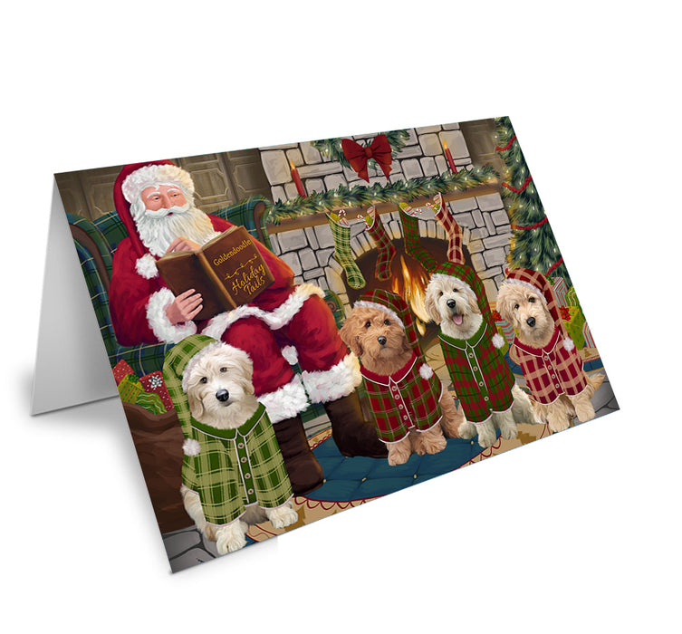 Christmas Cozy Holiday Tails Goldendoodles Dog Handmade Artwork Assorted Pets Greeting Cards and Note Cards with Envelopes for All Occasions and Holiday Seasons GCD69896