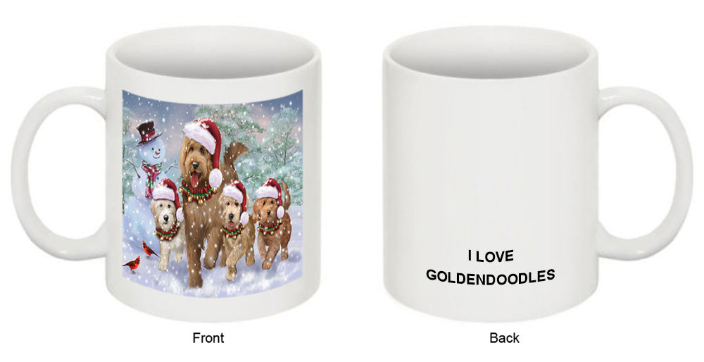 Christmas Running Family Dogs Goldendoodles Dog Coffee Mug MUG49621