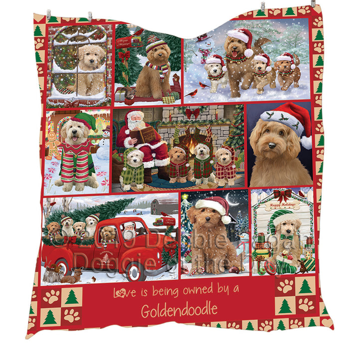Love is Being Owned Christmas Goldendoodle Dogs Quilt