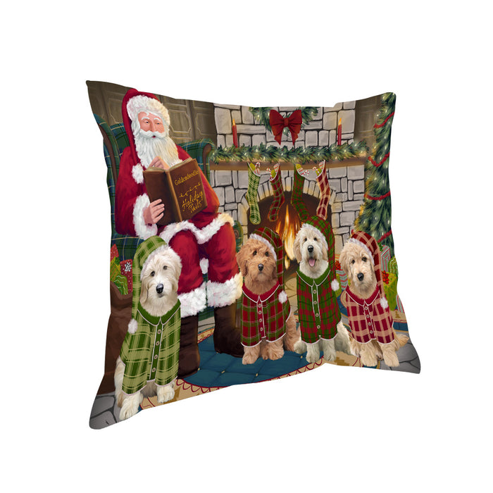 Christmas Cozy Holiday Tails Goldendoodles Dog Pillow PIL69436