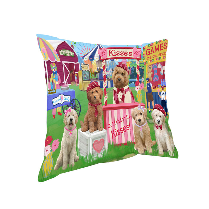 Carnival Kissing Booth Goldendoodles Dog Pillow PIL77636