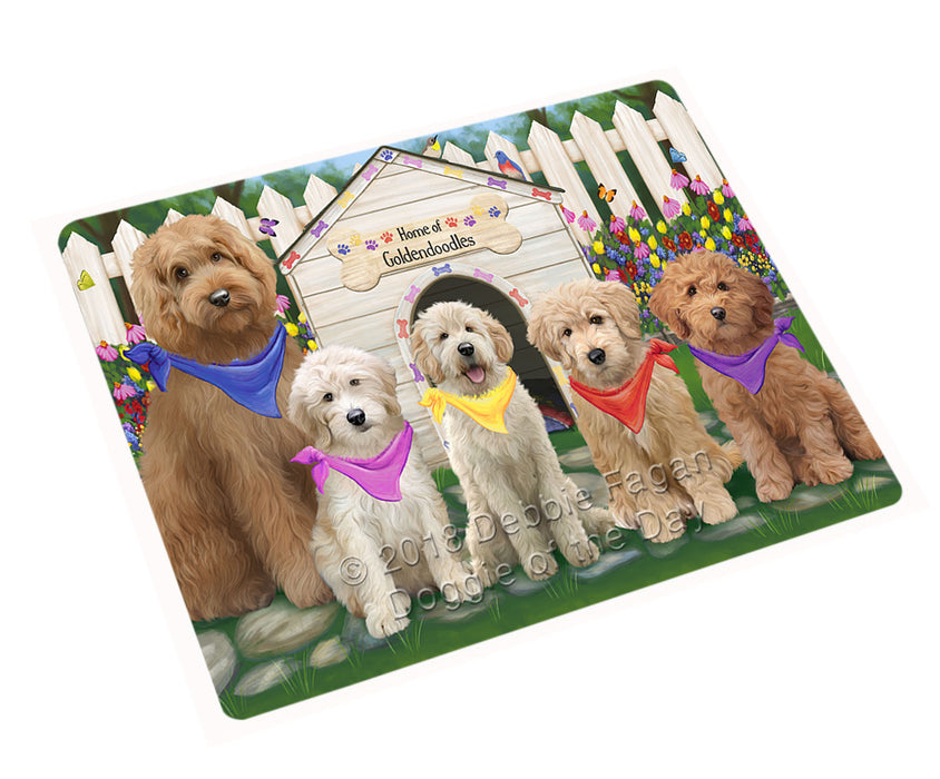 Spring Dog House Goldendoodles Dog Cutting Board C60711