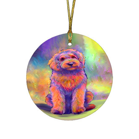 Paradise Wave Goldendoodle Dog Round Flat Christmas Ornament RFPOR57066