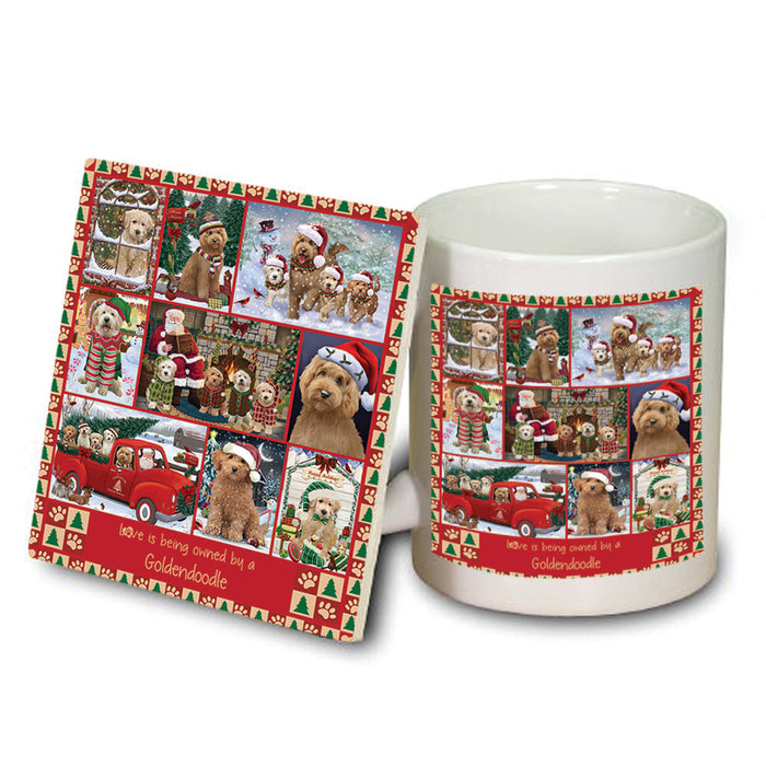 Love is Being Owned Christmas Goldendoodle Dogs Mug and Coaster Set MUC57219