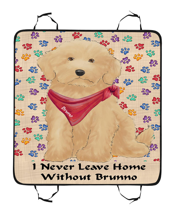 Personalized I Never Leave Home Paw Print Goldendoodle Dogs Pet Back Car Seat Cover