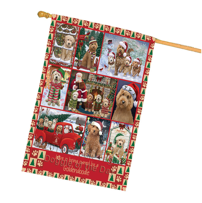 Love is Being Owned Christmas Goldendoodle Dogs House Flag FLG66066