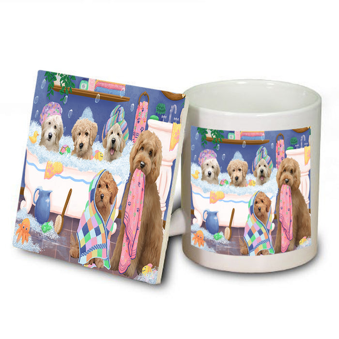 Rub A Dub Dogs In A Tub Goldendoodles Dog Mug and Coaster Set MUC56783