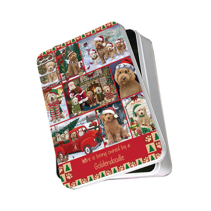 Love is Being Owned Christmas Goldendoodle Dogs Photo Storage Tin PITN57170
