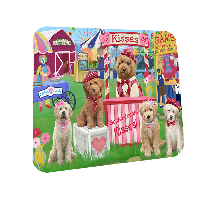 Carnival Kissing Booth Goldendoodles Dog Coasters Set of 4 CST55794