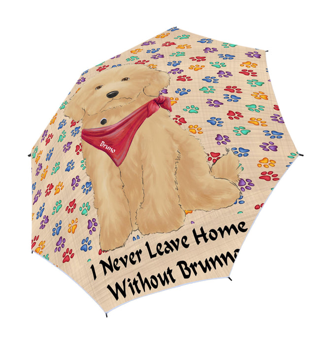 Custom Pet Name Personalized I never Leave Home Goldendoodle Dog Semi-Automatic Foldable Umbrella