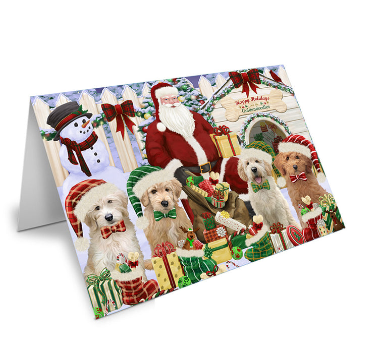 Christmas Dog House Goldendoodles Dog Handmade Artwork Assorted Pets Greeting Cards and Note Cards with Envelopes for All Occasions and Holiday Seasons GCD61835