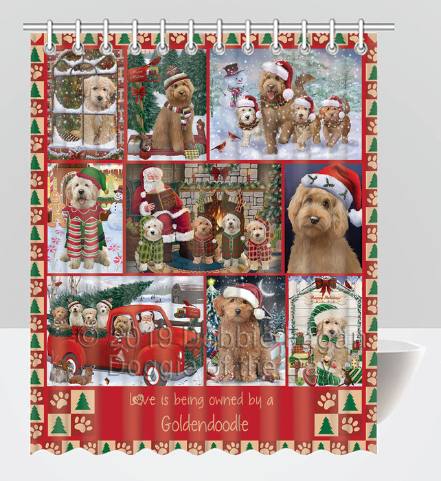 Love is Being Owned Christmas Goldendoodle Dogs Shower Curtain