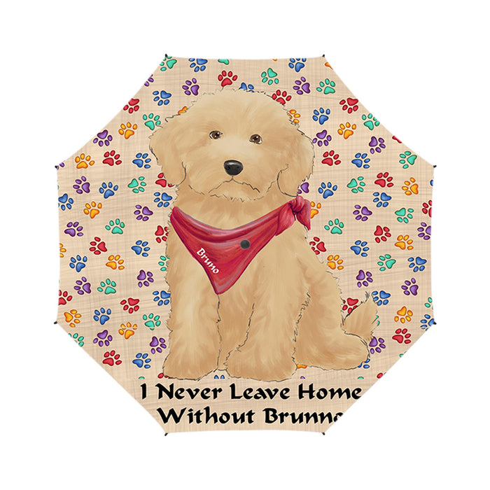 Custom Pet Name Personalized I never Leave Home Goldendoodle Dog Semi-Automatic Foldable Umbrella