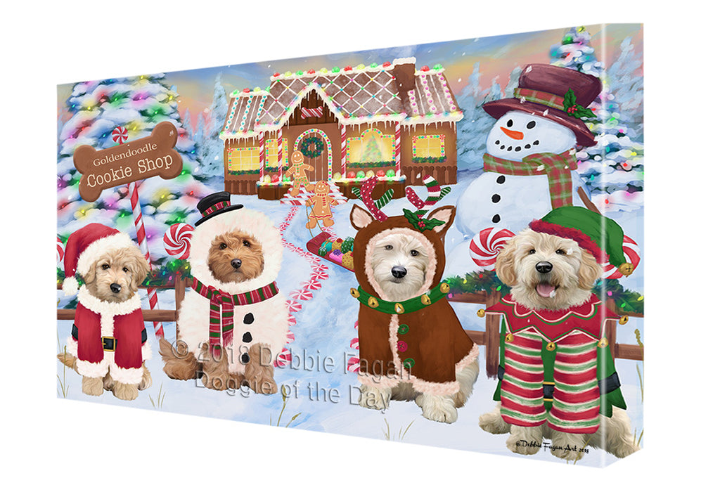 Holiday Gingerbread Cookie Shop Goldendoodles Dog Canvas Print Wall Art Décor CVS129842