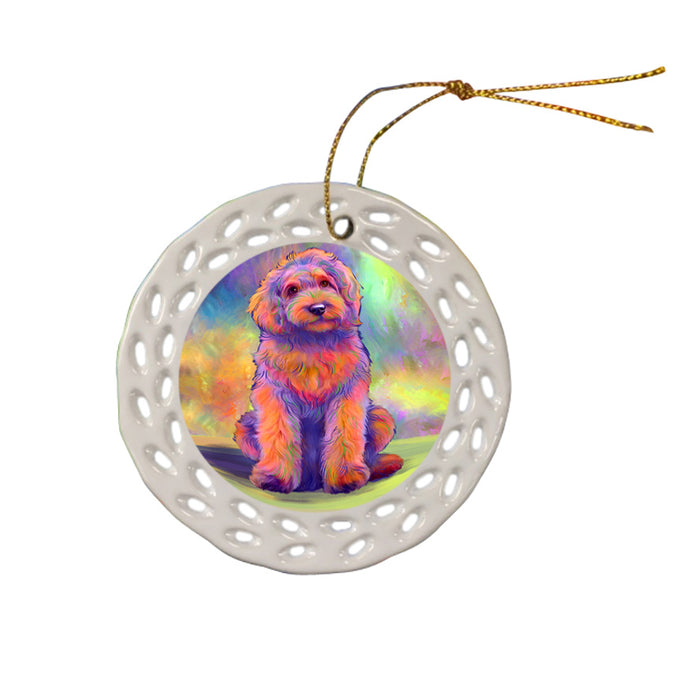 Paradise Wave Goldendoodle Dog Ceramic Doily Ornament DPOR57066