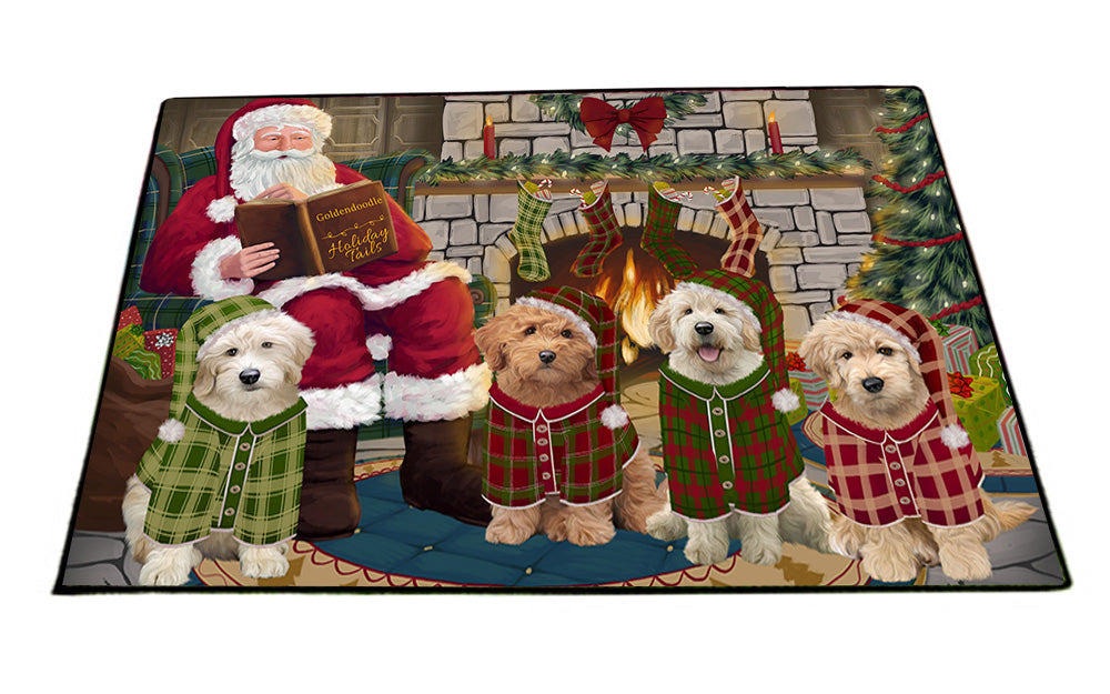 Christmas Cozy Holiday Tails Goldendoodles Dog Floormat FLMS52668