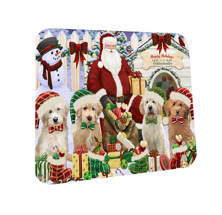 Christmas Dog House Goldendoodles Dog Coasters Set of 4 CST52561