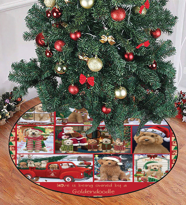 Love is Being Owned Christmas Goldendoodle Dogs Tree Skirt