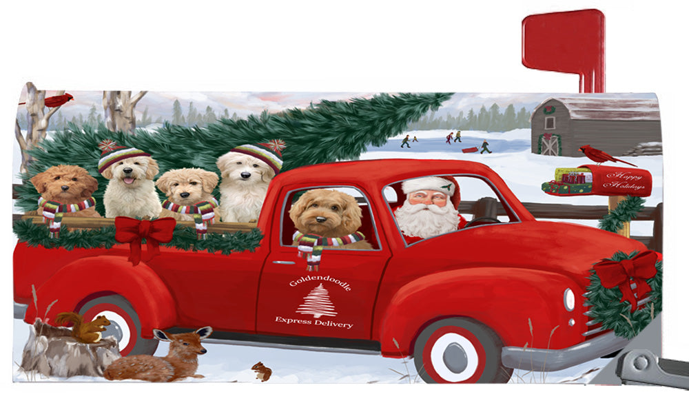 Magnetic Mailbox Cover Christmas Santa Express Delivery Goldendoodles Dog MBC48322