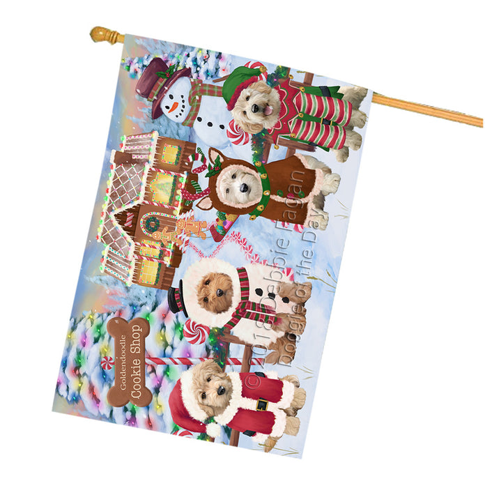 Holiday Gingerbread Cookie Shop Goldendoodles Dog House Flag FLG57086
