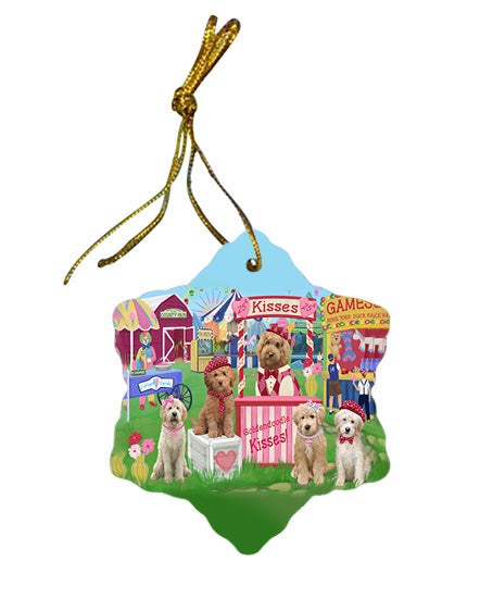 Carnival Kissing Booth Goldendoodles Dog Star Porcelain Ornament SPOR56192