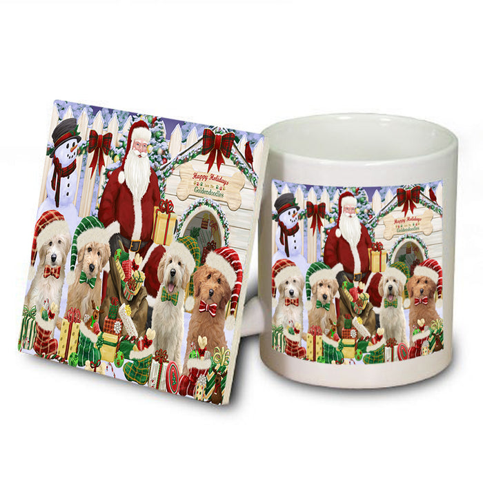 Christmas Dog House Goldendoodles Dog Mug and Coaster Set MUC52594