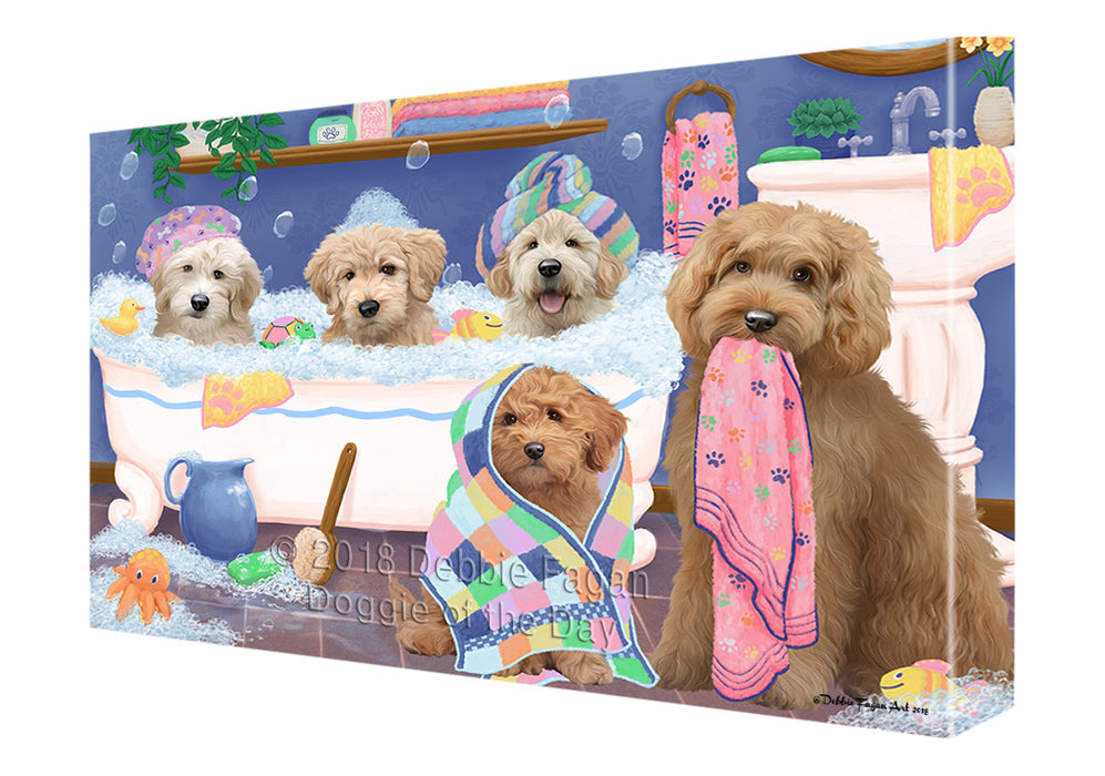 Rub A Dub Dogs In A Tub Goldendoodles Dog Canvas Print Wall Art Décor CVS133343