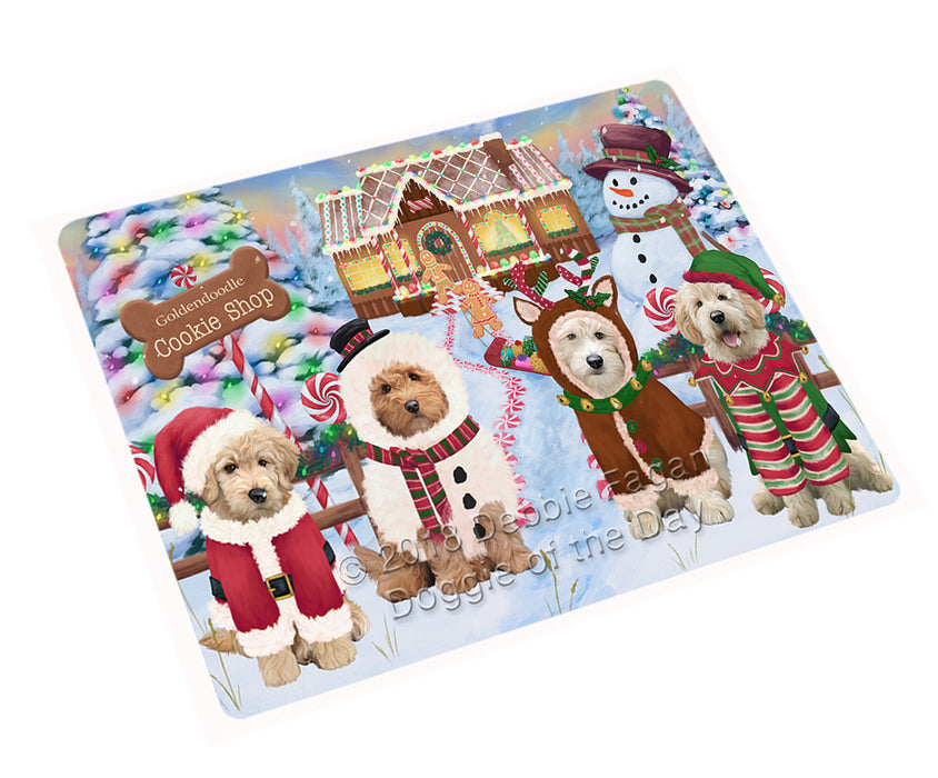 Holiday Gingerbread Cookie Shop Goldendoodles Dog Cutting Board C74343