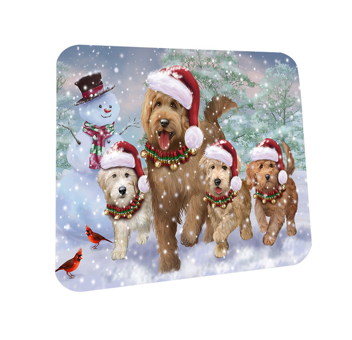 Christmas Running Family Dogs Goldendoodles Dog Coasters Set of 4 CST54181