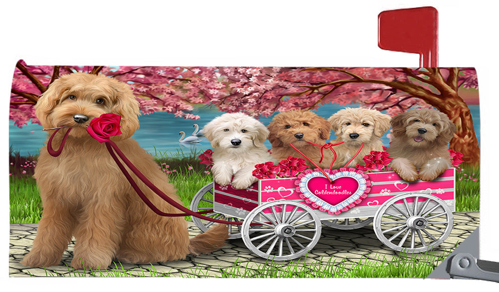 I Love Goldendoodle Dogs in a Cart Magnetic Mailbox Cover MBC48558