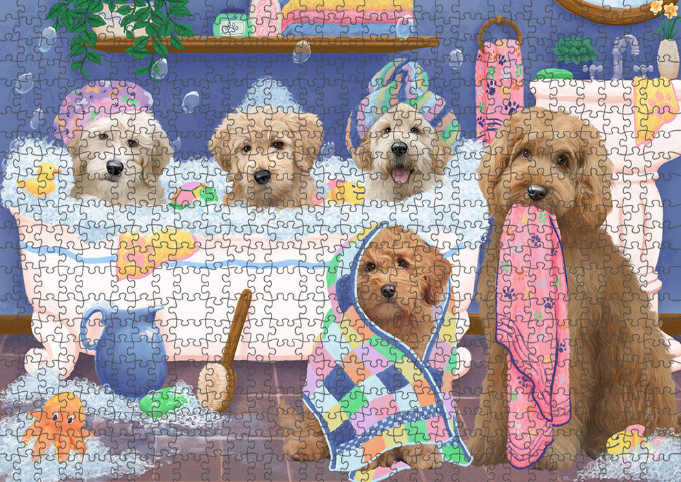 Rub A Dub Dogs In A Tub Goldendoodles Dog Puzzle with Photo Tin PUZL95364