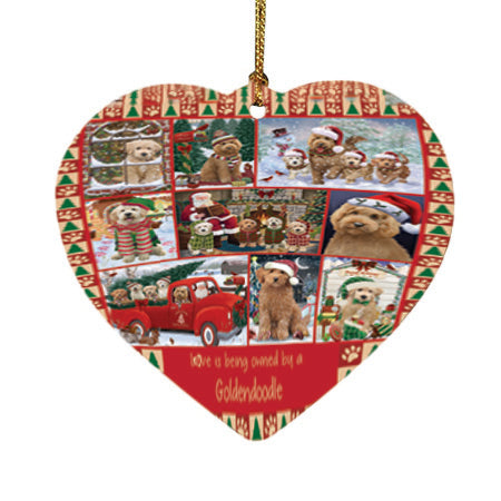 Love is Being Owned Christmas Goldendoodle Dogs Heart Christmas Ornament HPOR57854