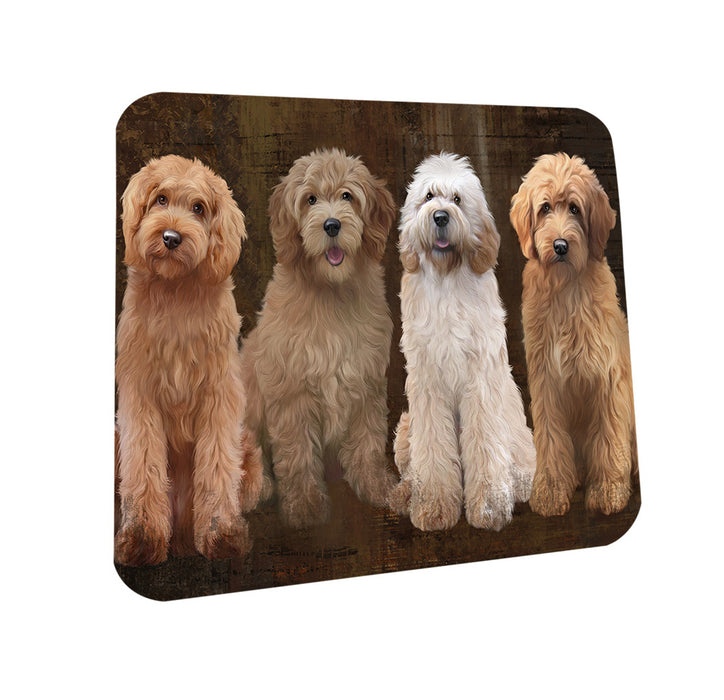 Rustic 4 Goldendoodles Dog Coasters Set of 4 CST54318