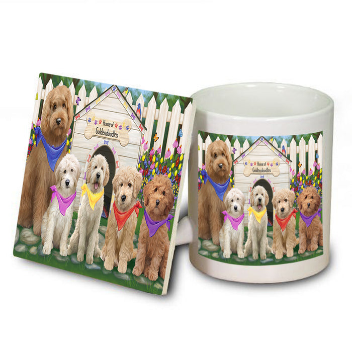 Spring Dog House Goldendoodles Dog Mug and Coaster Set MUC52146