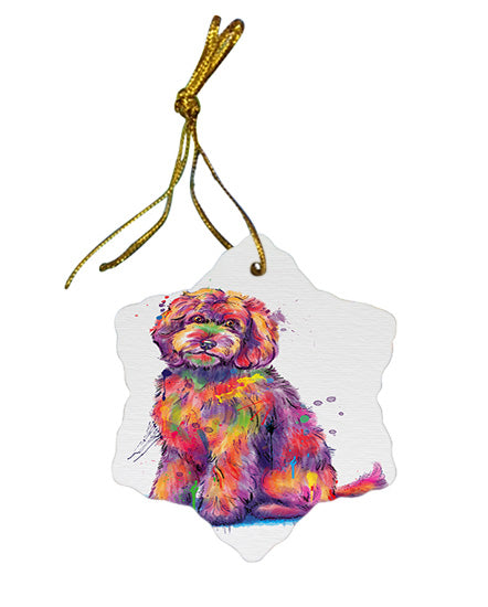 Watercolor Goldendoodle Dog Star Porcelain Ornament SPOR57437