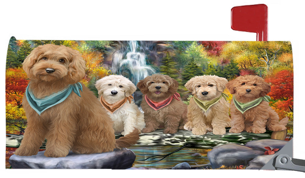 Scenic Waterfall Goldendoodle Dogs Magnetic Mailbox Cover MBC48728
