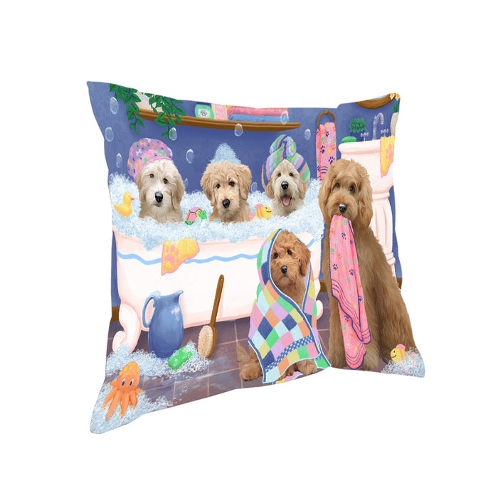 Rub A Dub Dogs In A Tub Goldendoodles Dog Pillow PIL81456