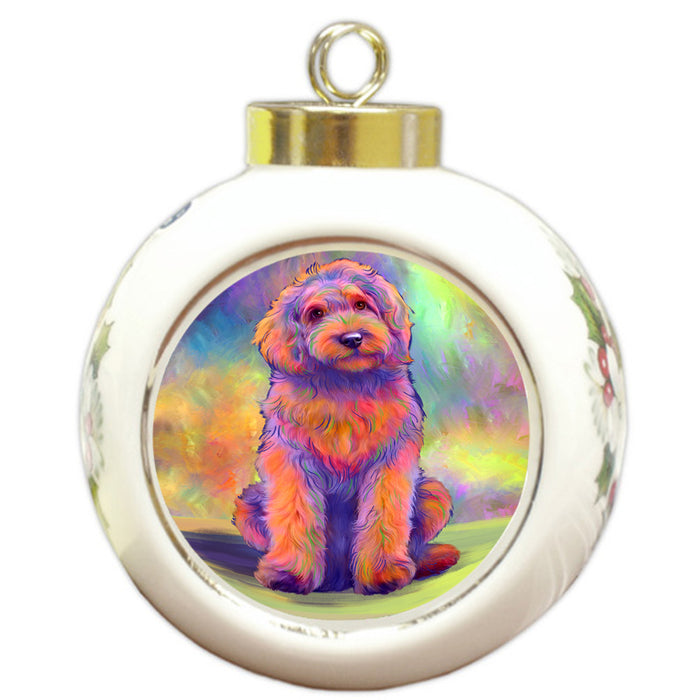 Paradise Wave Goldendoodle Dog Round Ball Christmas Ornament RBPOR57066