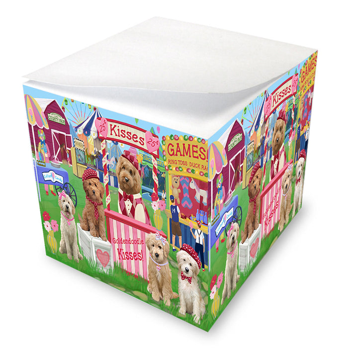 Carnival Kissing Booth Goldendoodles Dog Note Cube NOC53908