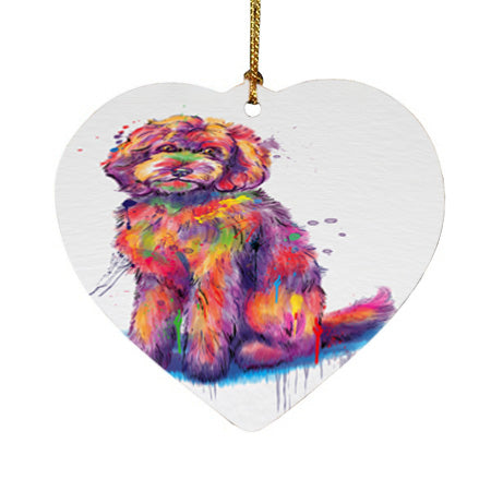 Watercolor Goldendoodle Dog Heart Christmas Ornament HPOR57437